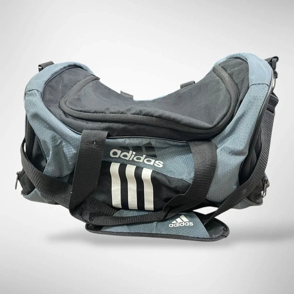 Adidas Black Gray Duffle Bag‎ Gym Sports Travel Carry On Weekend Zip
